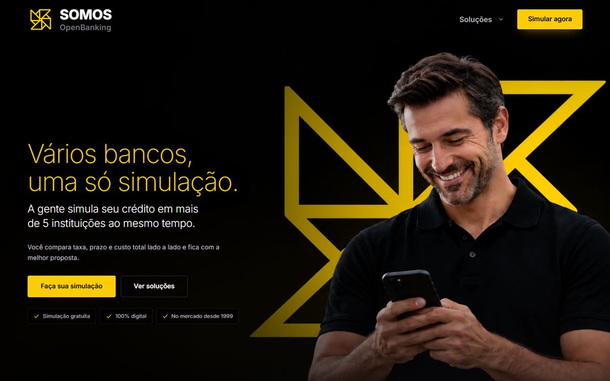 Página inicial do site da SOMOS OpenBanking